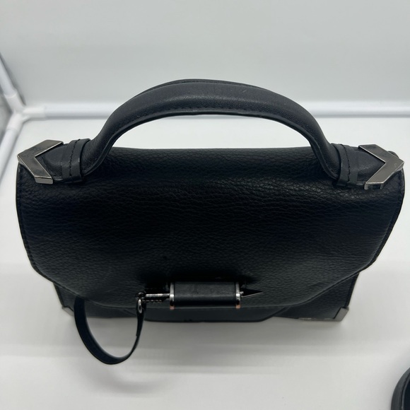 MACKAGE Keeley Black Grained Leather Crossbody Bag Top Handle - Picture 6 of 17